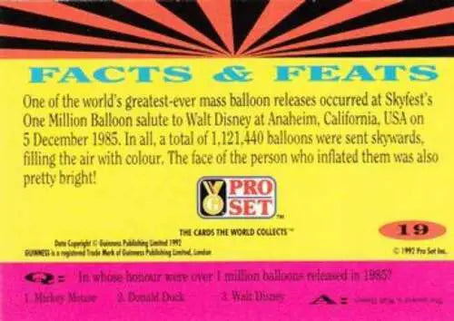 Informational trading card featuring Simply Sandoval, 1992 Pro Set Guinness Book Of Records