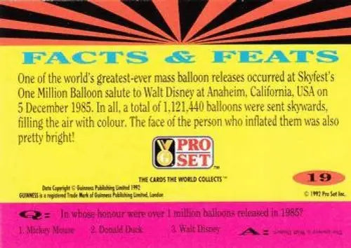 1992 Pro Set Guinness Book Of Records #19 Mass inflation! NM-MT - Non-Sports Card Single