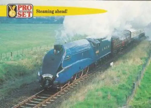 Blue steam train featured in 1992 Pro Set Guinness Book Of Records original gloss cards