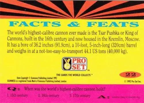 1992 Pro Set Guinness Book Of Records #22 The biggest boomer! NM-MT - Non-Sports Card Single
