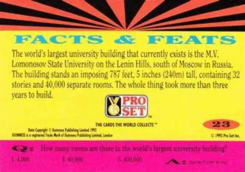 1992 Pro Set Guinness Book Of Records #23 Biggest Mind Complex original gloss trading card