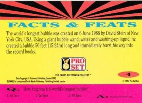 1992 Pro Set Guinness World Records trading card featuring Simply Sandoval in NM-MT condition