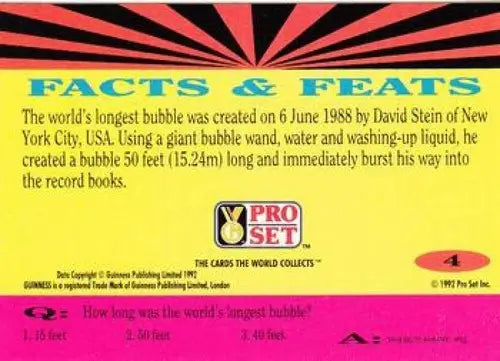 1992 Pro Set Guinness Book Of Records #4 Bubbling with enthusiasm! NM-MT - Non-Sports Card Single