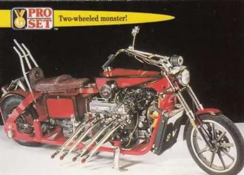 Red custom motorcycle in 1992 Pro Set Guinness Book Of Records card, original gloss condition