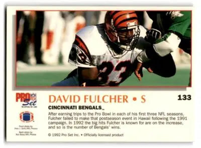 1992 Pro Set Power #133 David Fulcher - Football Card Single