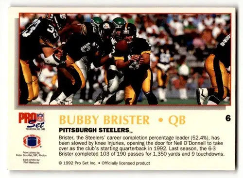 Original gloss Bubby Brister football card from Pro Set Power Pittsburgh Steelers