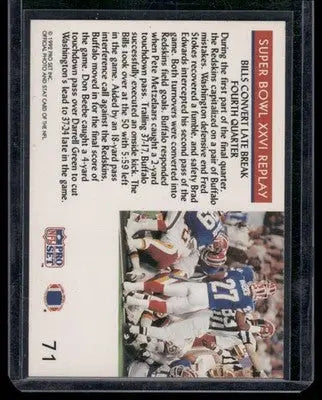 1992 Pro Set Super Bowl XXVI Replay Super Bowl XXVI #71 Football - Football Card Single