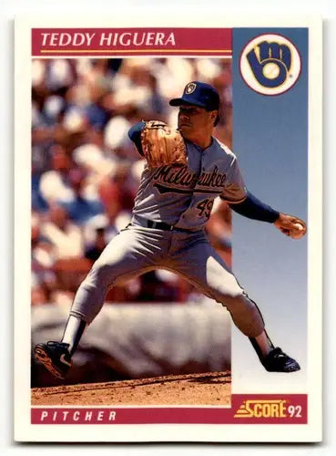 1992 Score #126 Teddy Higuera Milwaukee Brewers Baseball Cards EX/NM ID:60471 - Baseball Card Single
