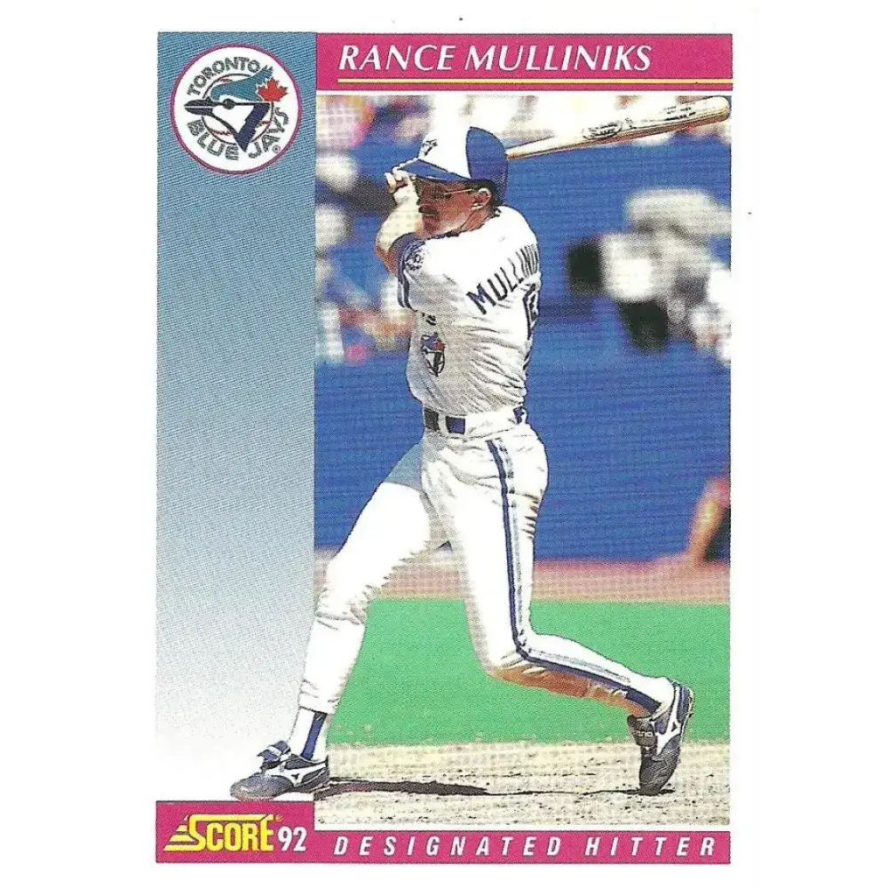 1992 Score #132 Rance Mulliniks NM-MT Toronto Blue Jays Baseball Card - Baseball Card Single