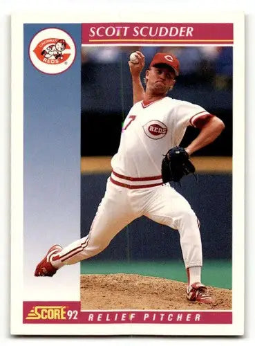 Original gloss 1992 Score Scott Scudder Cincinnati Reds baseball card, relief pitcher