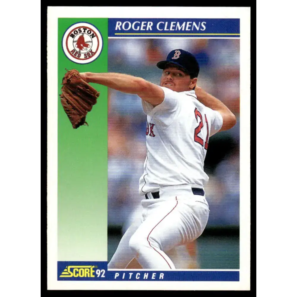 1992 Score #21 Roger Clemens EX/NM Boston Red Sox Baseball Card - Baseball Card Single