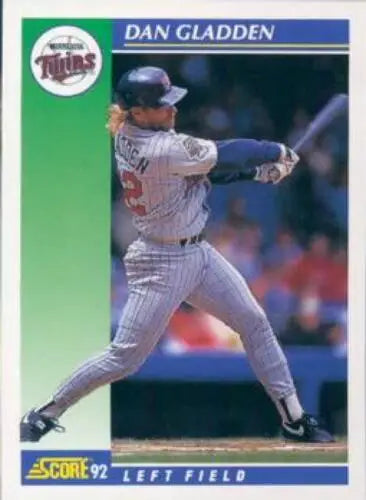 Dan Gladden baseball card 1992 Score #28 NM-MT original gloss Minnesota Twins