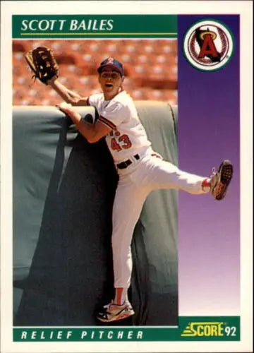 1992 Score #331 Scott Bailes baseball card featuring original gloss and Angels design