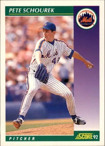 Pete Schourek baseball card with original gloss from 1992 Score #332 NM-MT Mets