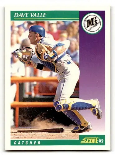 1992 Score #343 Dave Valle Seattle Mariners Baseball Cards EX/NM ID:58570 - Baseball Card Single