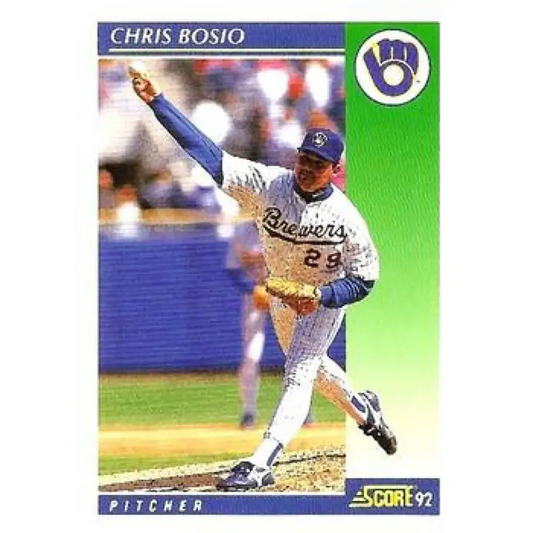 1992 Score #37 Chris Bosio NM-MT Milwaukee Brewers Baseball Card - Baseball Card Single