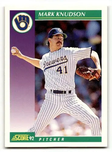 1992 Score #373 Mark Knudson Milwaukee Brewers Baseball Cards EX/NM ID:60482 - Baseball Card Single