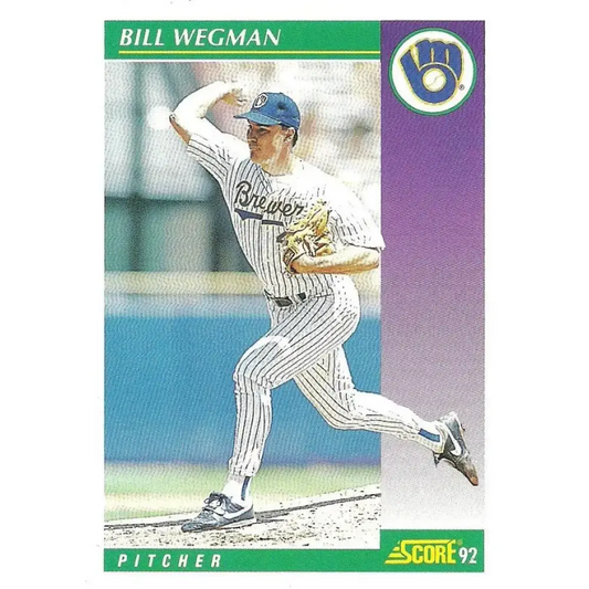 1992 Score #374 Bill Wegman NM-MT Milwaukee Brewers Baseball Card - Baseball Card Single