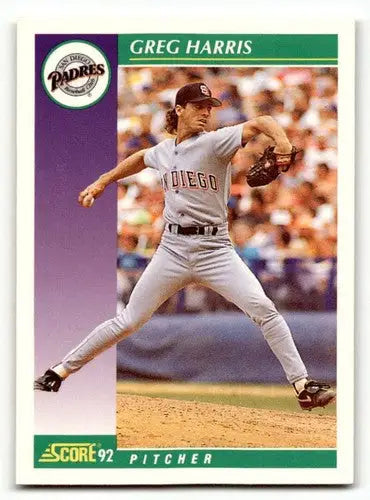 Greg Harris San Diego Padres baseball card from 1992 Score #378 EX/NM
