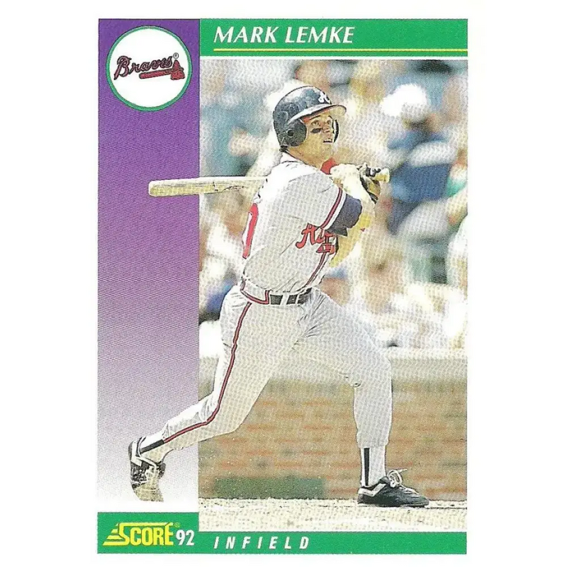 1992 Score #386 Mark Lemke NM-MT Atlanta Braves Baseball Card - Baseball Card Single