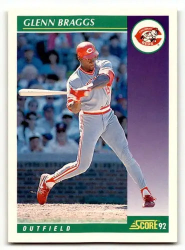 Original gloss Glenn Braggs Cincinnati Reds baseball card from 1992 Score series