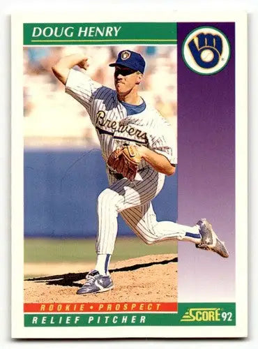 1992 Score #421 Doug Henry Milwaukee Brewers Baseball Cards EX/NM ID:60461 - Baseball Card Single