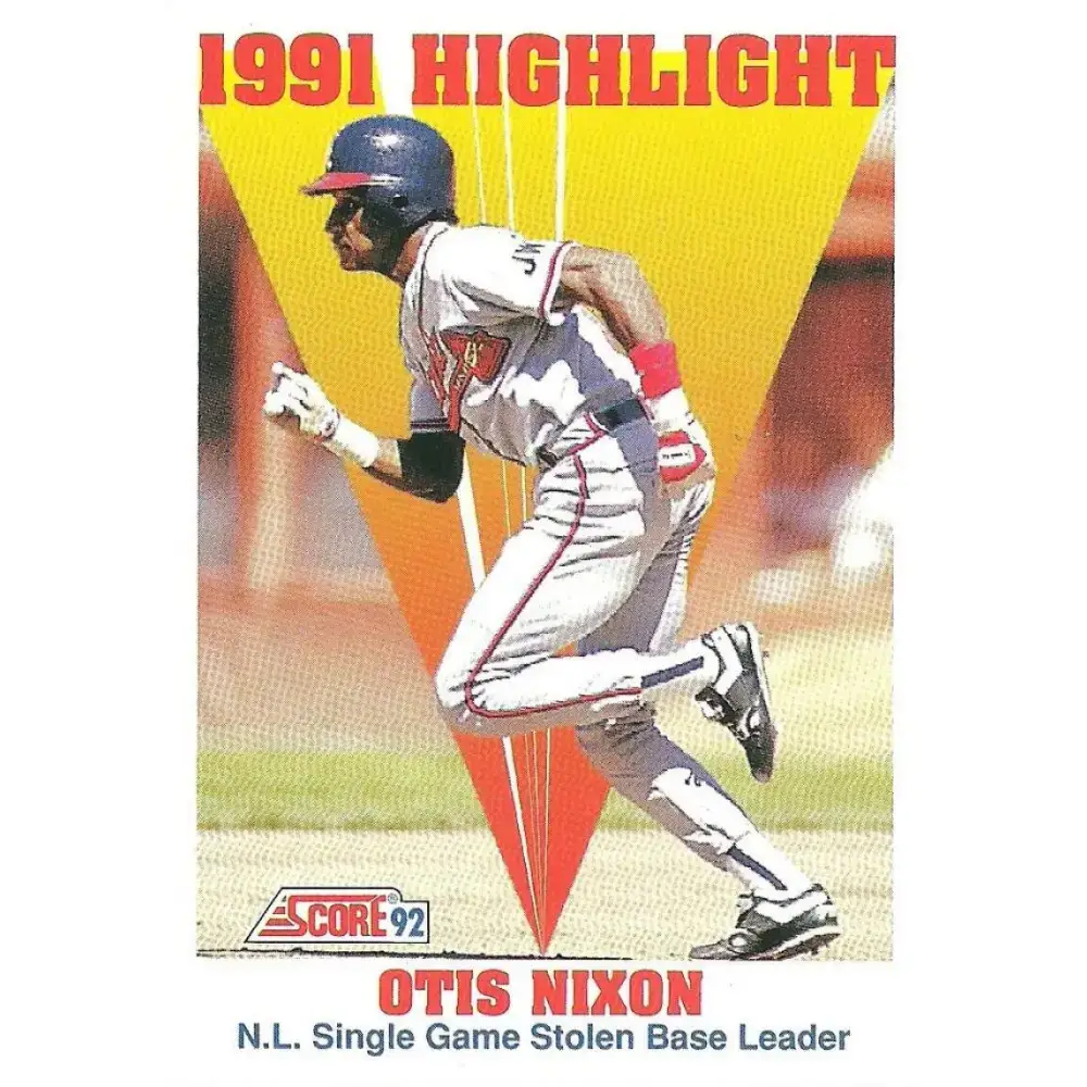 1992 Score #429 Otis Nixon HL NM-MT Atlanta Braves Baseball Card - Baseball Card Single