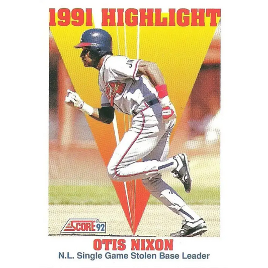 1992 Score #429 Otis Nixon HL NM-MT Atlanta Braves Baseball Card - Baseball Card Single