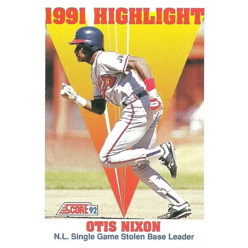 1992 Score #429 Otis Nixon HL NM-MT Atlanta Braves Baseball Card - Baseball Card Single