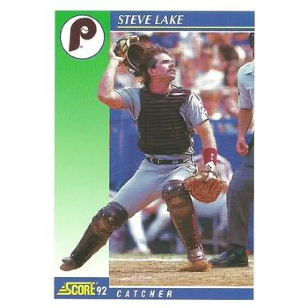 1992 Score #467 Steve Lake NM-MT Philadelphia Phillies Baseball Card - Baseball Card Single
