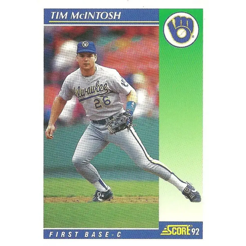 1992 Score #469 Tim McIntosh NM-MT Milwaukee Brewers Baseball Card - Baseball Card Single