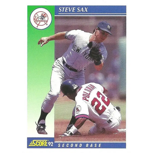 1992 Score #475 Steve Sax NM-MT New York Yankees Baseball Card - Baseball Card Single