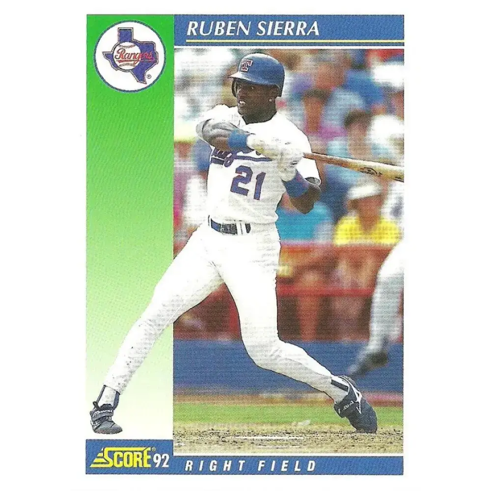 1992 Score #490 Ruben Sierra NM-MT Texas Rangers Baseball Card - Baseball Card Single