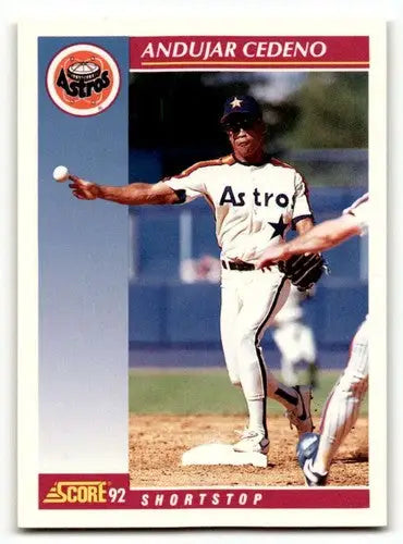 Original gloss 1992 Score Andujar Cedeno Houston Astros baseball card featuring Cedeno Houston Astros