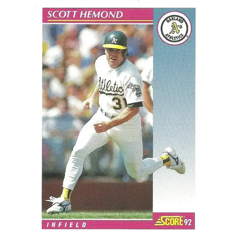 1992 Score #617 Scott Hemond NM-MT Oakland Athletics Baseball Card - Baseball Card Single
