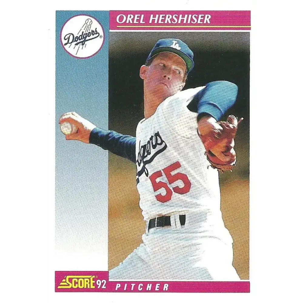 1992 Score #653 Orel Hershiser NM-MT Los Angeles Dodgers Baseball Card - Baseball Card Single
