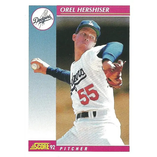 1992 Score #653 Orel Hershiser NM-MT Los Angeles Dodgers Baseball Card - Baseball Card Single