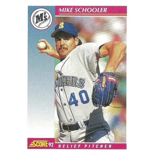 1992 Score #654 Mike Schooler NM-MT Seattle Mariners Baseball Card - Baseball Card Single