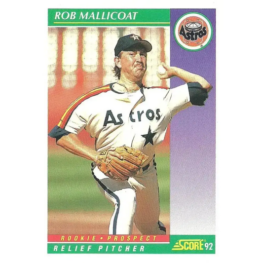 1992 Score #819 Rob Mallicoat NM-MT Houston Astros Baseball Card - Baseball Card Single