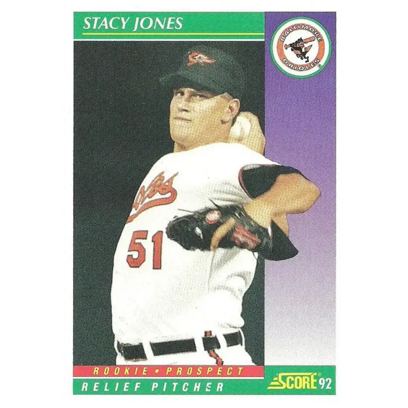 1992 Score #832 Stacy Jones NM-MT RC Rookie Baltimore Orioles Baseball Card - Baseball Card Single