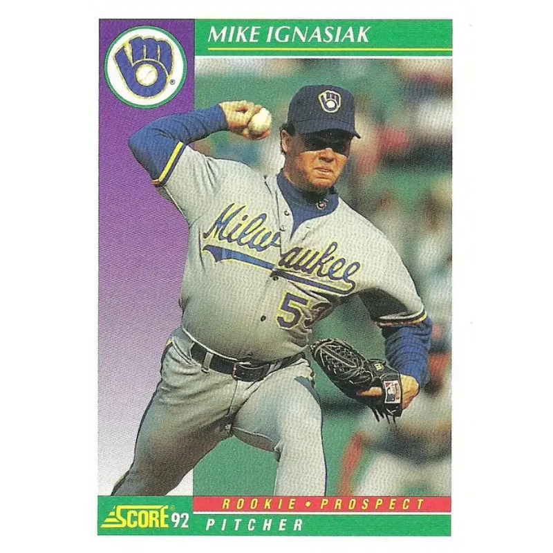1992 Score #837 Mike Ignasiak NM-MT RC Rookie Milwaukee Brewers Baseball Card - Baseball Card Single