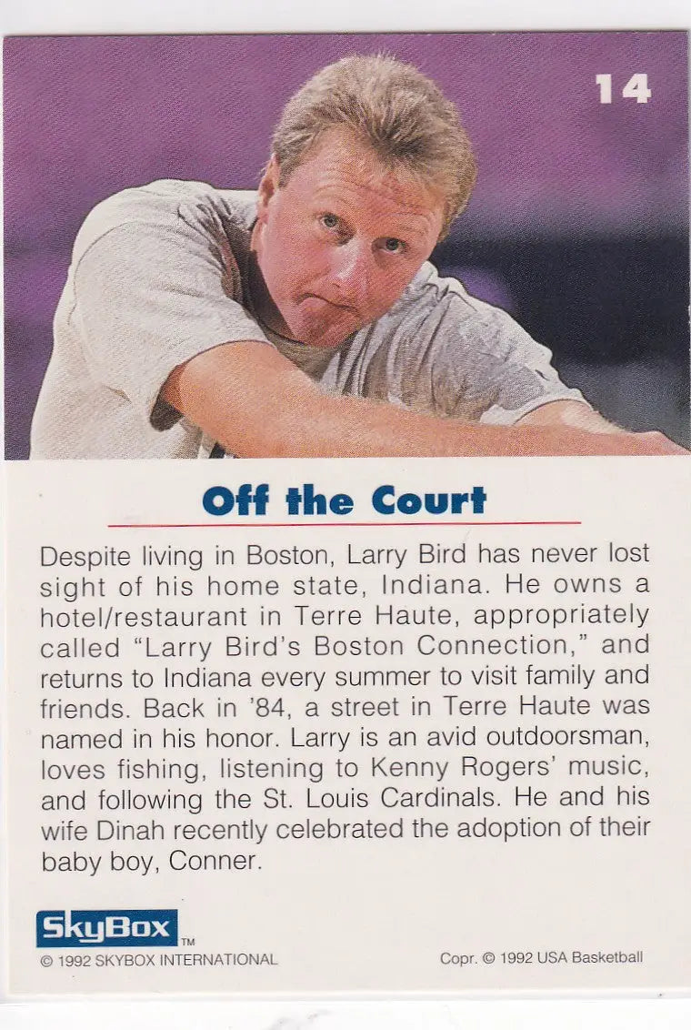 1992 SKYBOX #14 LARRY BIRD OFF THE COURT USA- BOSTON CELTICS - Basketball Card Single