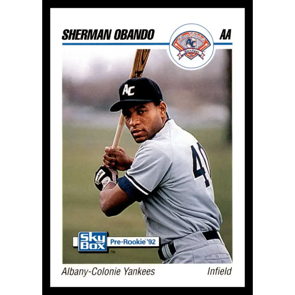 1992 Skybox AA #10 Sherman Obando Albany-Colonie Yankees NM-MT Baseball Card - Baseball Card Single