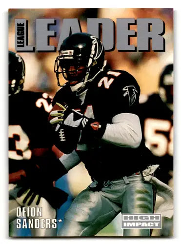 Original gloss SkyBox Impact Deion Sanders football card from 1992 Falcons collection