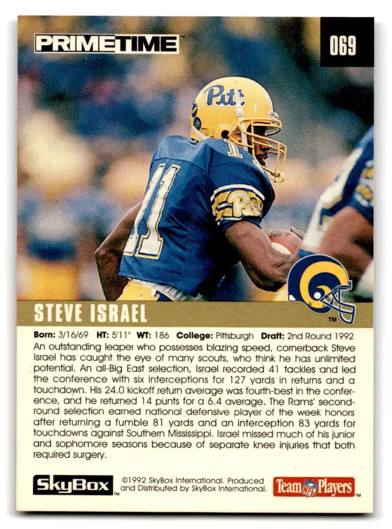 1992 SkyBox Prime Time #069 Steve Israel - Football Card Single