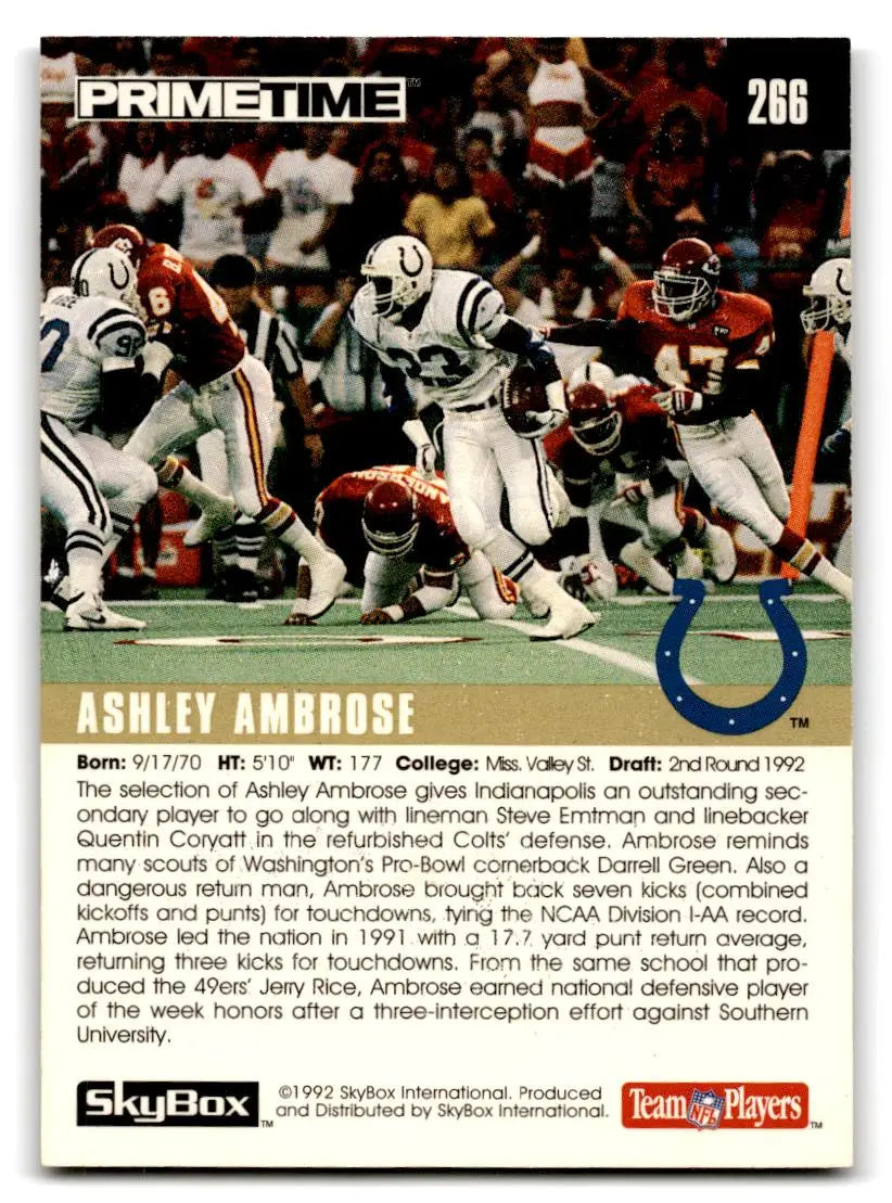 1992 SkyBox Prime Time #266 Ashley Ambrose - Football Card Single