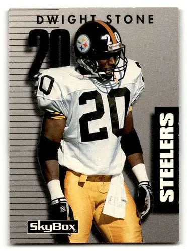 Vintage Dwight Stone Pittsburgh Steelers football card from 1992 SkyBox Primetime