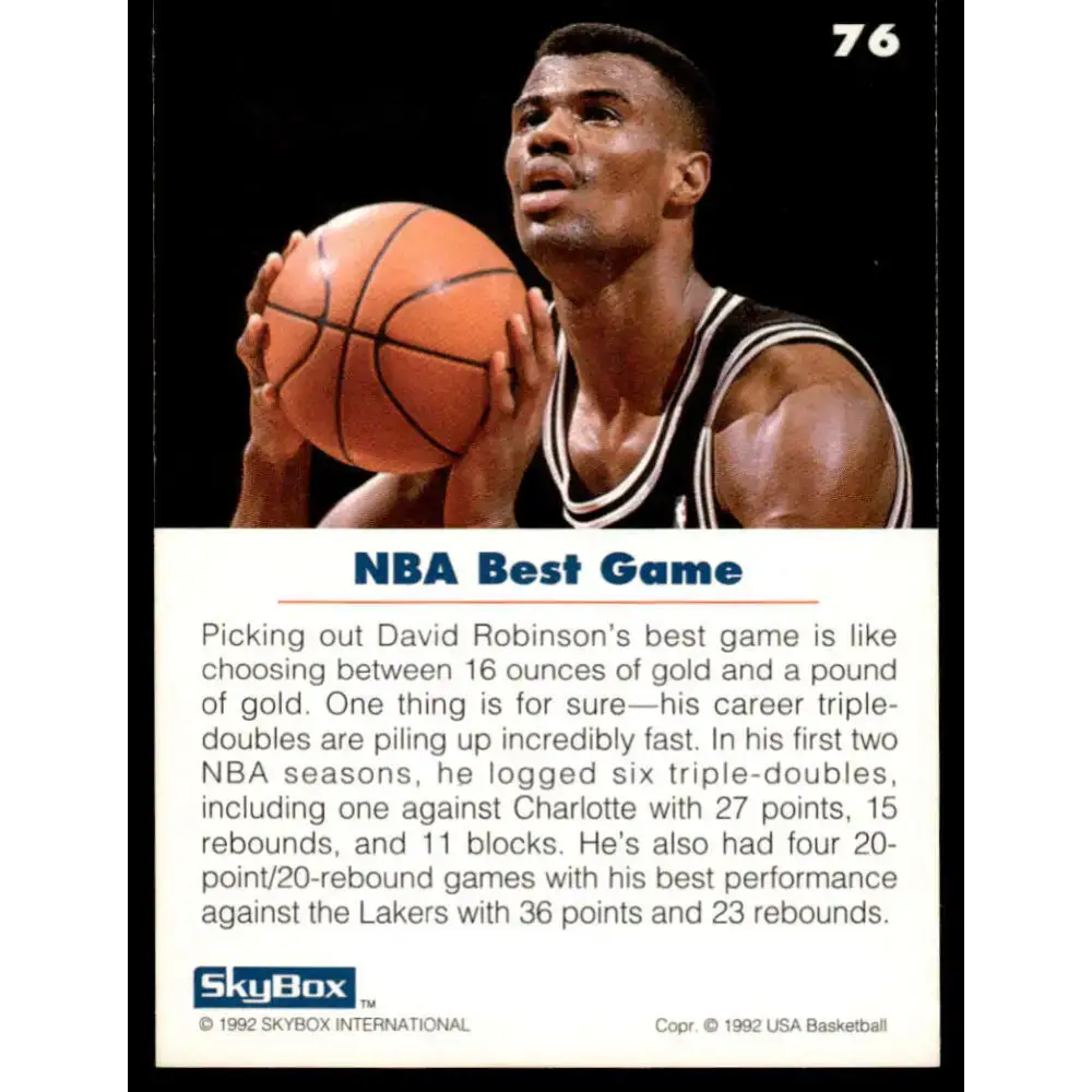 1992 SkyBox USA #76 David Robinson NM/MT USA Basketball Card - Basketball Card Single