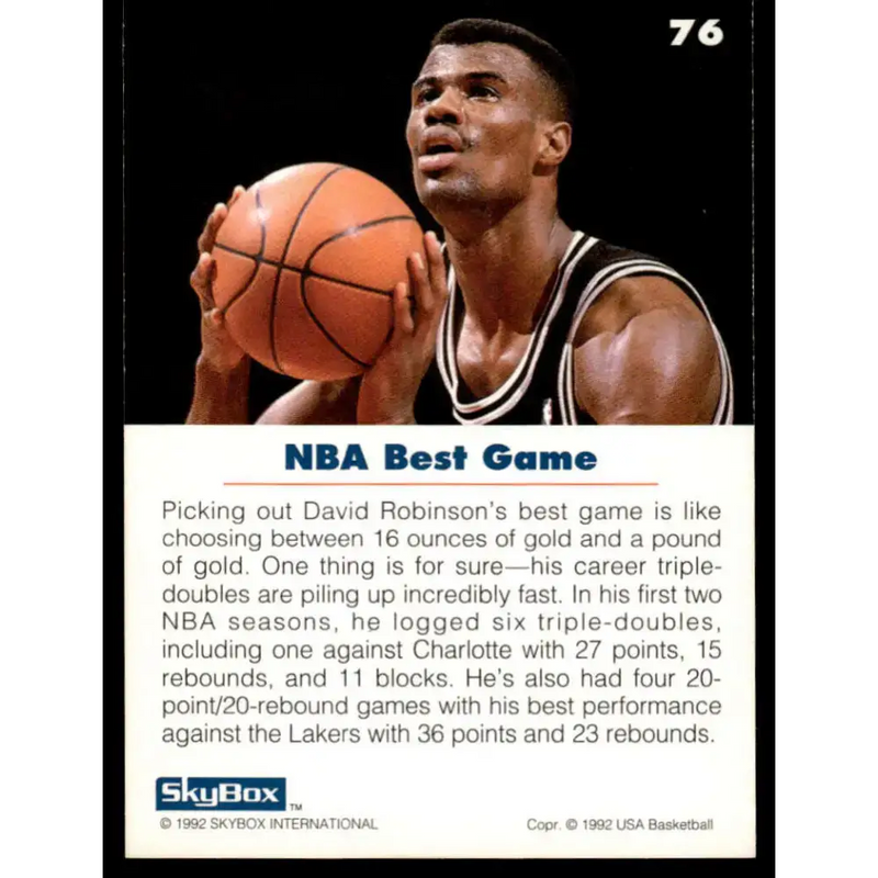 1992 SkyBox USA #76 David Robinson NM/MT USA Basketball Card - Basketball Card Single
