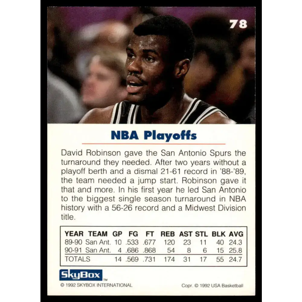 1992 SkyBox USA #78 David Robinson NM/MT USA Basketball Card - Basketball Card Single